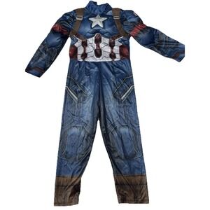 Disney Parks Marvel Captain America Deluxe Costume Child SZ 5/6! Padded Muscles!